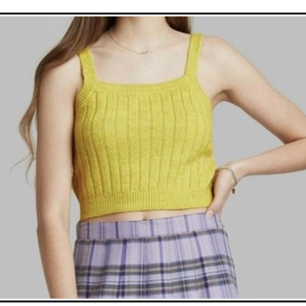 Acid Yellow Knit Crop Top